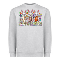 Heather Grey Happy Easter Spot Rabbit Heavyweight Sweatshirt - CowhideDigitalArt
