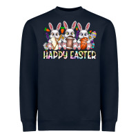Navy Happy Easter Spot Rabbit Heavyweight Sweatshirt - CowhideDigitalArt