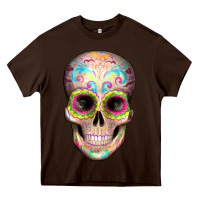 Chocolate Brown Mexican Skull Heavy Core Tee - Artiststas