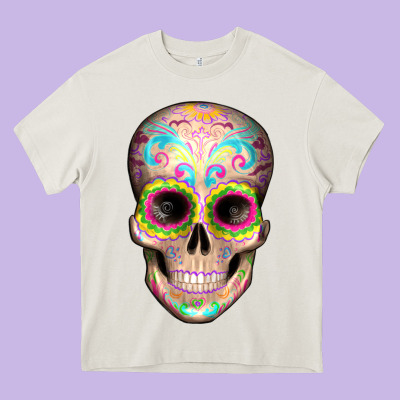 Mexican Skull Heavy Core Tee Designed By Artiststas