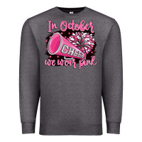 Charcoal Heather in october we wear pink cheer Premium Sweatshirt - BarkalooDesign