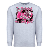 Heather Grey in october we wear pink cheer Premium Sweatshirt - BarkalooDesign