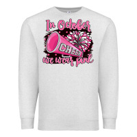 Oatmeal Heather in october we wear pink cheer Premium Sweatshirt - BarkalooDesign