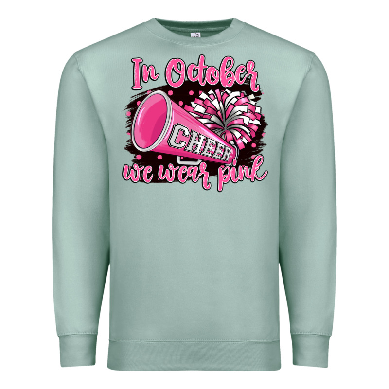 In October We Wear Pink Cheer Premium Sweatshirt by BarkalooDesign | Teevron