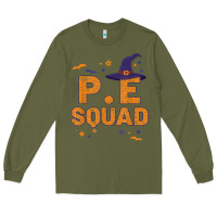 Army Green pe squad witch halloween pe teacher matching Long Sleeve Tee - trangStudio