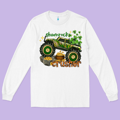 Shamrock Crusher St. Patrick's Day Long Sleeve Tee Designed By Howdyjamesfarm