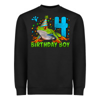Black birthday boy frog age 4 Heavyweight Sweatshirt - LillyAllenDesigns