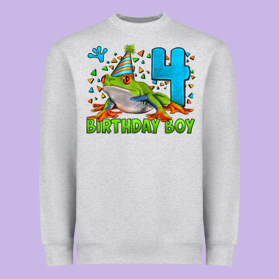 Birthday Boy Frog Age 4 Heavyweight Sweatshirt Designed By Lillyallendesigns