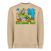 Mushroom birthday boy frog age 4 Heavyweight Sweatshirt - LillyAllenDesigns