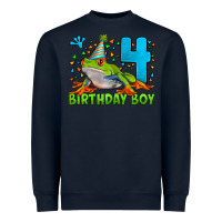Navy birthday boy frog age 4 Heavyweight Sweatshirt - LillyAllenDesigns