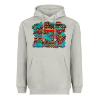 Moon Dust western serape leopard bull skull turquoise  background Heavyweight Hoodie - Artiststas