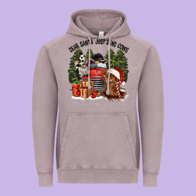 Dear Santa Just Send Cows Vintage Hoodie Designed By Cowgirlartshop