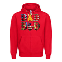 Red American Dad Bod Zipper Hoodie - LillyAllenDesigns