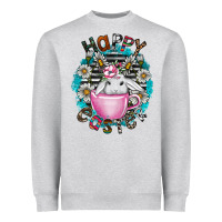 Heather Grey Happy Easter Heavyweight Sweatshirt - CowhideDigitalArt