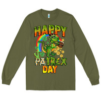 Army Green Happy St. Patrex Day Long Sleeve Tee - CowGirlArtShop