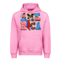 Fuchsia Pink america with heart Urban Hoodie - AdoDesignShop