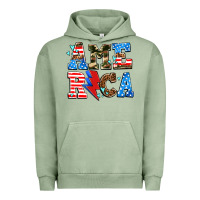 Pigment Oil Green america with heart Urban Hoodie - AdoDesignShop