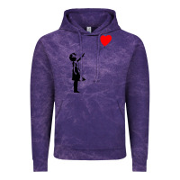 Cloud Purple banksy girl with balloon Vintage Hoodie - ArtChic