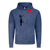 Vintage Denim banksy girl with balloon Vintage Hoodie - ArtChic