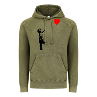 Vintage Olive banksy girl with balloon Vintage Hoodie - ArtChic