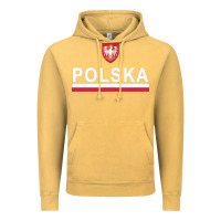 Vintage Mustard Sporty Polska Flag And Emblem Polish Coat Of Arms Pullover Hoodie Vintage Hoodie - ArtChic
