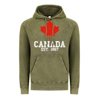 Vintage Olive vintage canada est.1867 maple leaf canadian flag r Vintage Hoodie - ArtChic