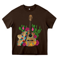 Chocolate Brown ,mexican sombrero guitar rose cactus Heavy Core Tee - Artiststas
