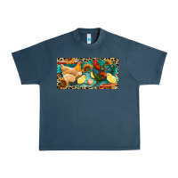 Midnight Navy Chicken rooster and chicks with leopard Urban Heavy Tee - RanaPortraitStore