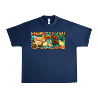Navy Chicken rooster and chicks with leopard Urban Heavy Tee - RanaPortraitStore