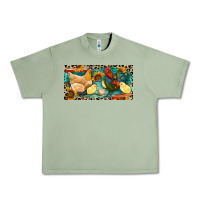 Oil Green Chicken rooster and chicks with leopard Urban Heavy Tee - RanaPortraitStore