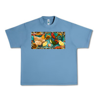 Pebble Blue Chicken rooster and chicks with leopard Urban Heavy Tee - RanaPortraitStore