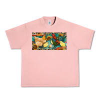 Salmon Chicken rooster and chicks with leopard Urban Heavy Tee - RanaPortraitStore
