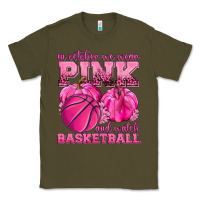 Army Green In October We Wear Pink and Watch Basketball Classic Tee - texasbilliewilder