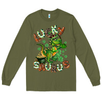 Army Green Lucky Saurus Long Sleeve Tee - CowGirlArtShop