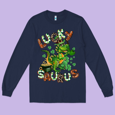 Lucky Saurus Long Sleeve Tee Designed By Cowgirlartshop