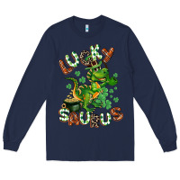 Navy Lucky Saurus Long Sleeve Tee - CowGirlArtShop
