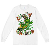 White Lucky Saurus Long Sleeve Tee - CowGirlArtShop