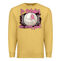 Antique Gold in october we wear pink volleyball Premium Sweatshirt - BarkalooDesign
