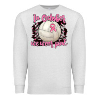 Oatmeal Heather in october we wear pink volleyball Premium Sweatshirt - BarkalooDesign