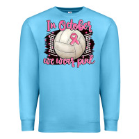 Ocean Blue in october we wear pink volleyball Premium Sweatshirt - BarkalooDesign