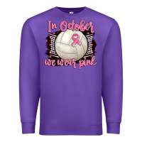 Purple in october we wear pink volleyball Premium Sweatshirt - BarkalooDesign