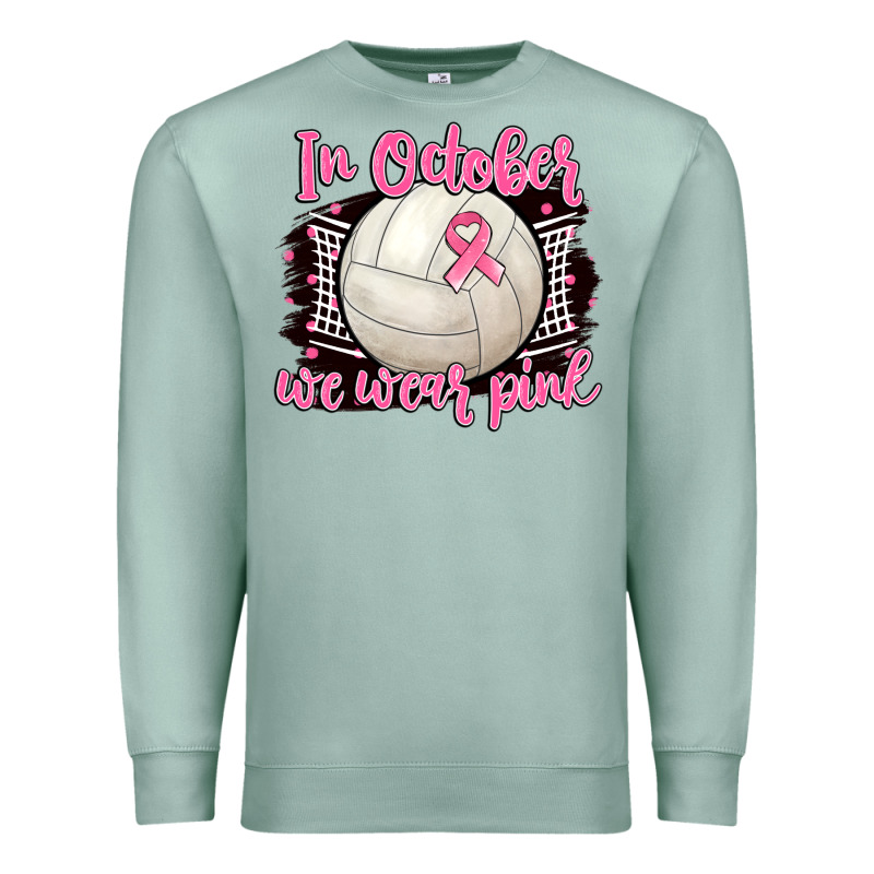 In October We Wear Pink Volleyball Premium Sweatshirt by BarkalooDesign | Teevron
