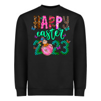 Black Happy Easter Heavyweight Sweatshirt - CowhideDigitalArt