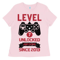 Bubblegum Pink Kids Level 7 Unlocked Awesome Since 2013 Ladies Tee - Bettercallsaul