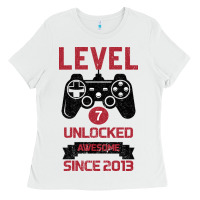 White Kids Level 7 Unlocked Awesome Since 2013 Ladies Tee - Bettercallsaul