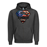 Charcoal Heather American Superdad Zipper Hoodie - LillyAllenDesigns