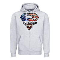 Heather Grey American Superdad Zipper Hoodie - LillyAllenDesigns