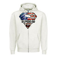 Oatmeal Heather American Superdad Zipper Hoodie - LillyAllenDesigns