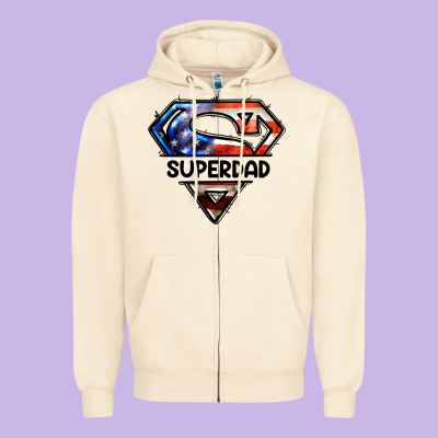 American Superdad Zipper Hoodie Designed By Lillyallendesigns