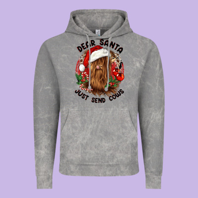 Dear Santa Just Send Cows Vintage Hoodie Designed By Cowgirlartshop